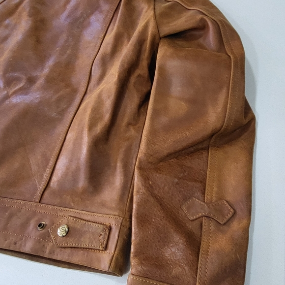 Cidu Vintage Brown Leather Jacket - Picture 6 of 8